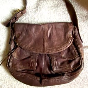 Purple Leather Boho Shoulder Bag